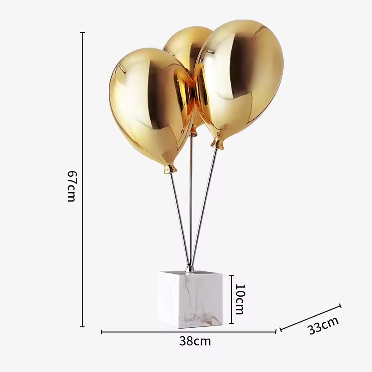 Gold Balloons Design Statue on White Marble Base – Decorative Sculpture 67 cm