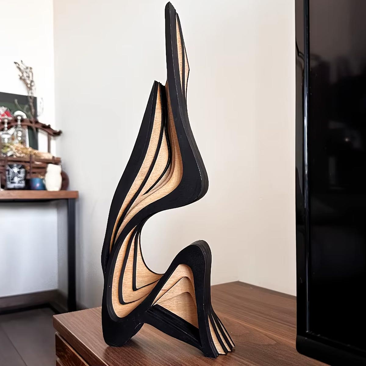 Abstract Design Wood Statue 40 cm