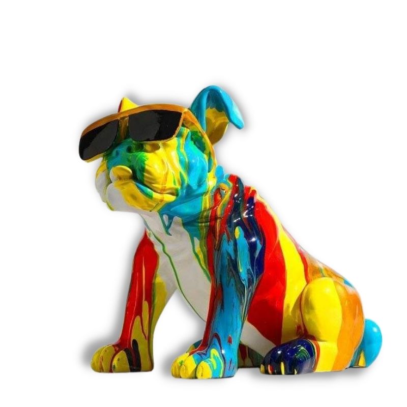 Bulldog Statue <br/> Multicolor Dog 32 cm
