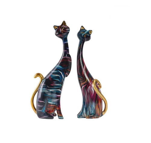 Cat Couple Statue, Fireworks, 24 cm
