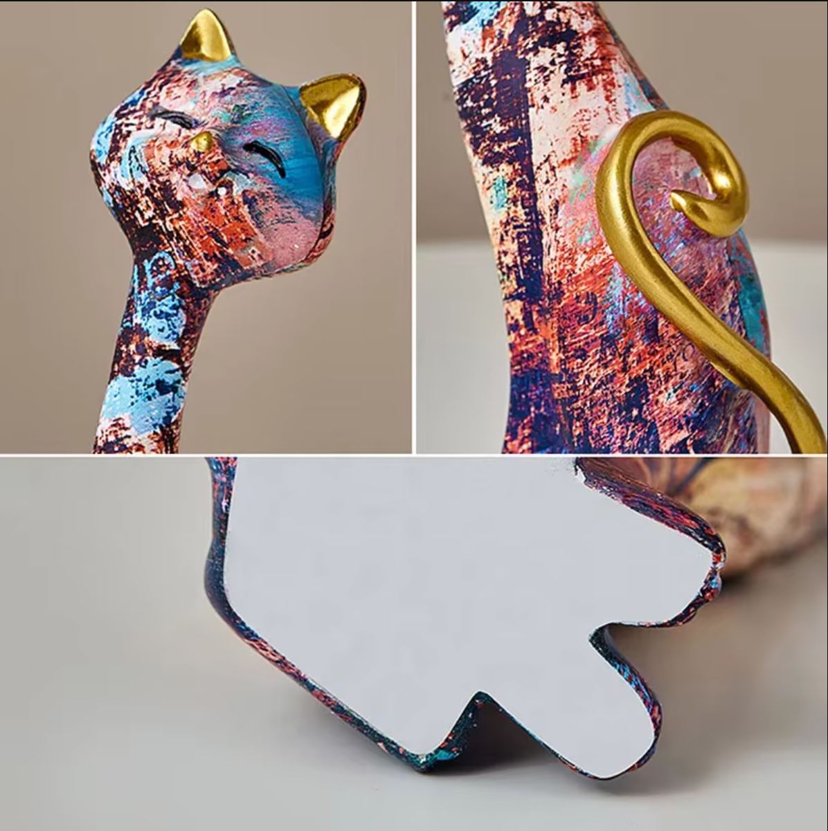 Cat Couple Statue, Graffiti, 24 cm