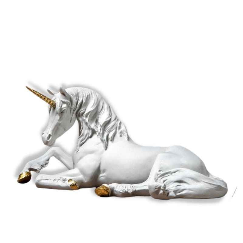 Unicorn Horse Statue <br/> White