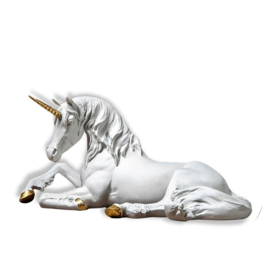 Unicorn Horse Statue <br/> White