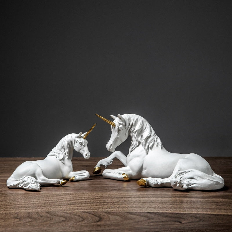 Unicorn Horse Statue <br/> White