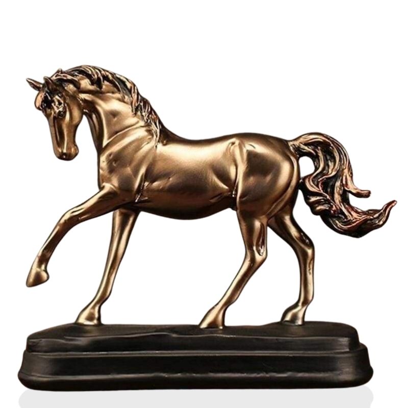 Horse Statue <br/> Gold, Bronze Effect, 20 cm