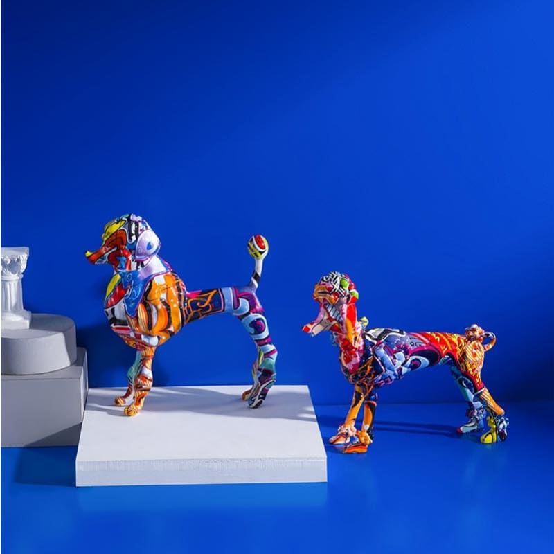 Dog Statue <br/> Multicolor Poodle