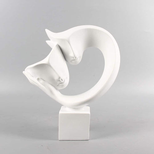 Abstract Couple Statue in White Resin 27 cm