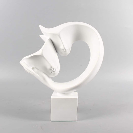Abstract Couple Statue in White Resin 27 cm