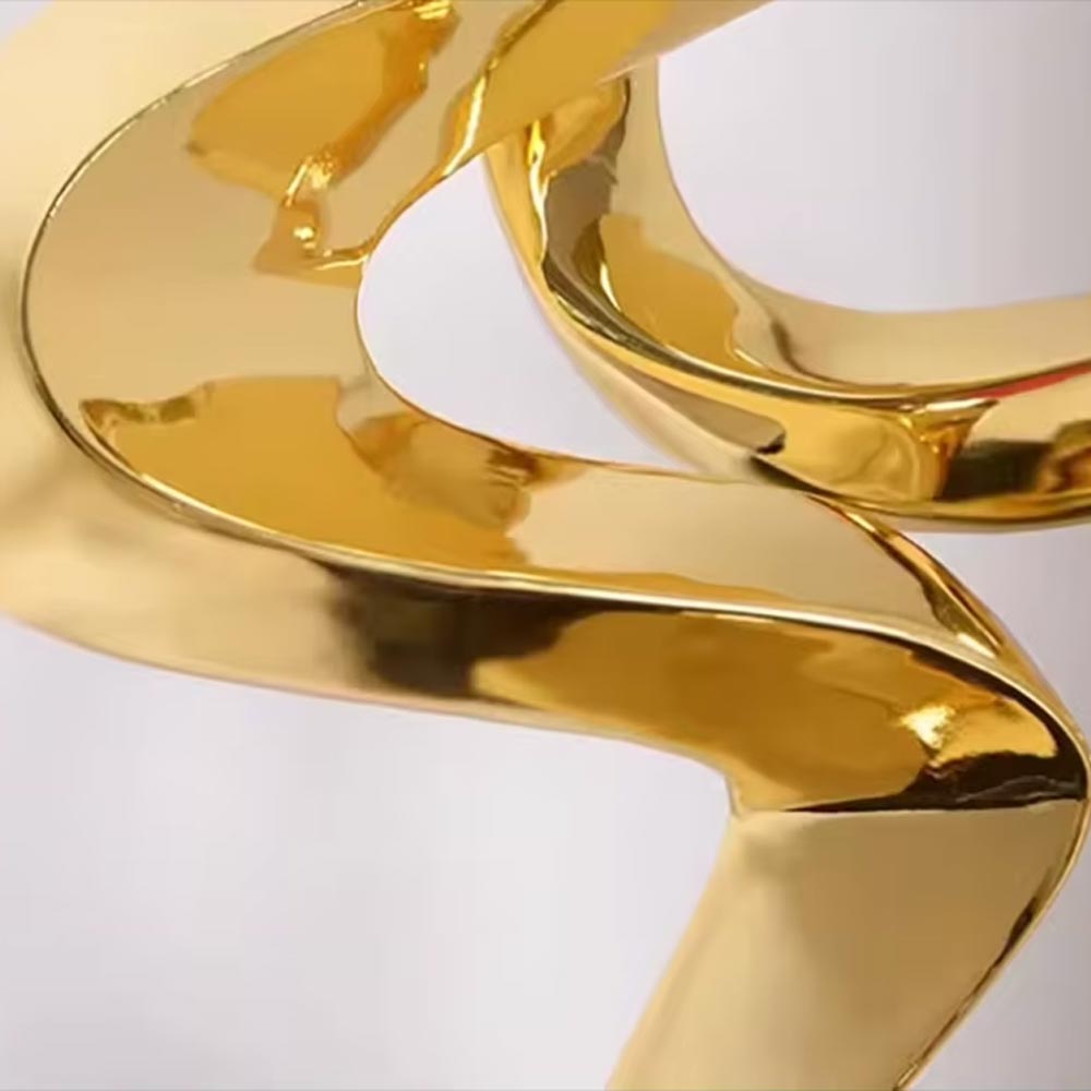 Golden Abstract Design Statue in Resin – Decorative Sculpture 49 cm