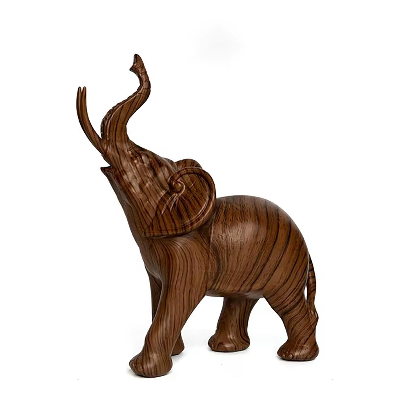 Elephant Statue in Resin, Wood-Effect, 13 cm
