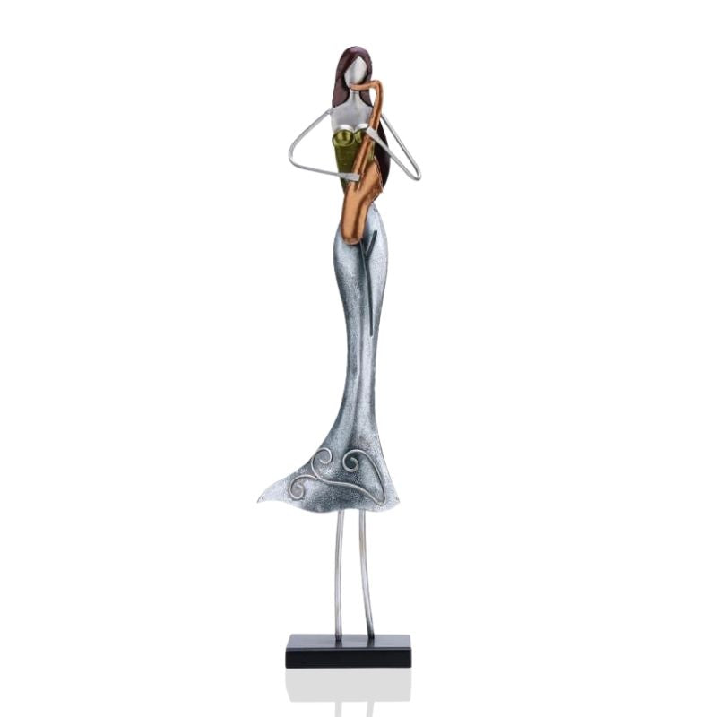 Woman Statue <br/> Metal Musician 50 cm