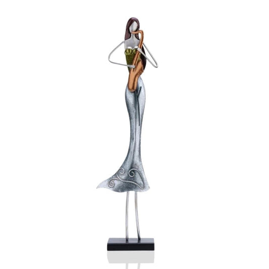 Woman Statue <br/> Metal Musician 50 cm