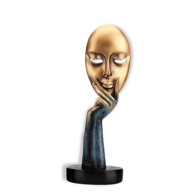 Pensive Woman Statue <br/> Gold Face 28 / 37 cm