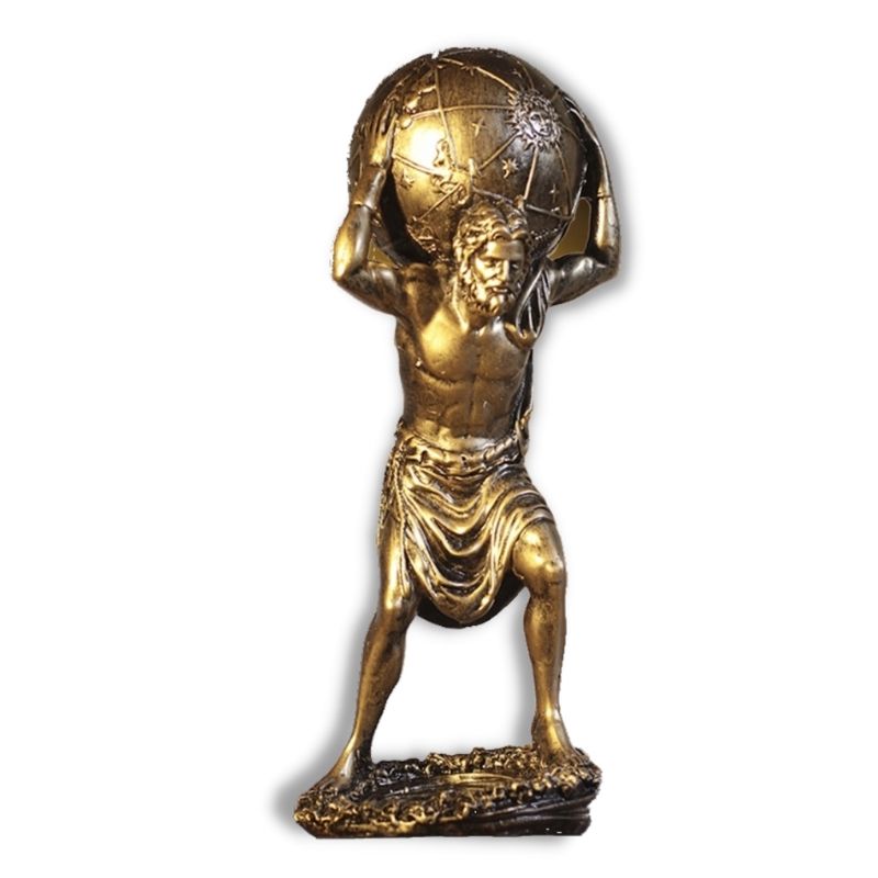 Atlas Carrying the World Statue, Bronze Effect, 27 cm