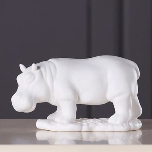 Hippopotamus Statue <br/> White
