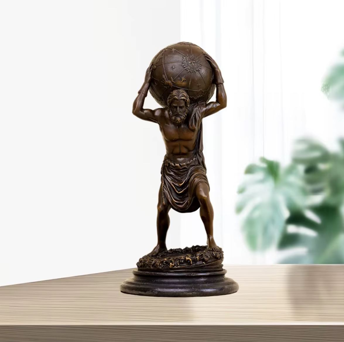 Atlas Bearing the World Bronze Statue 32 cm