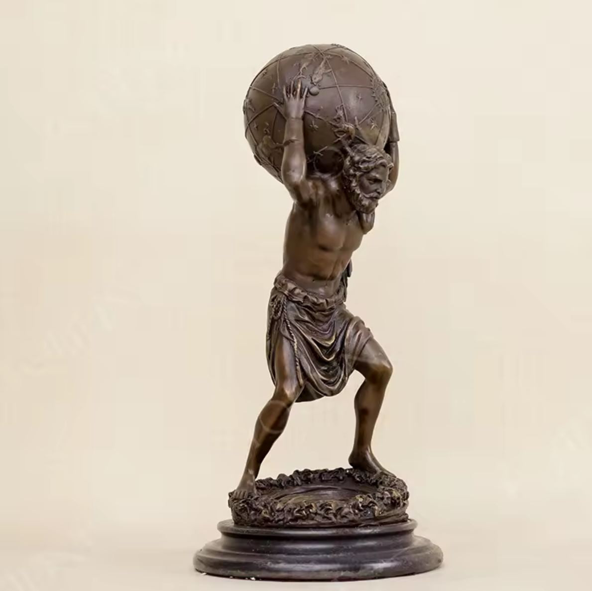 Atlas Bearing the World Bronze Statue 32 cm