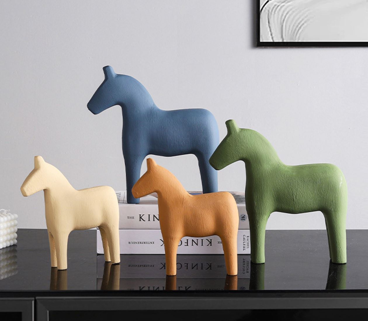 Horse Statue in Wood, Nordic Style, 23 cm