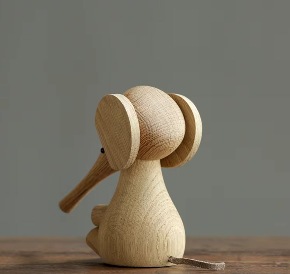 Elephant Statue in Wood, Scandinavian Style, 12 cm