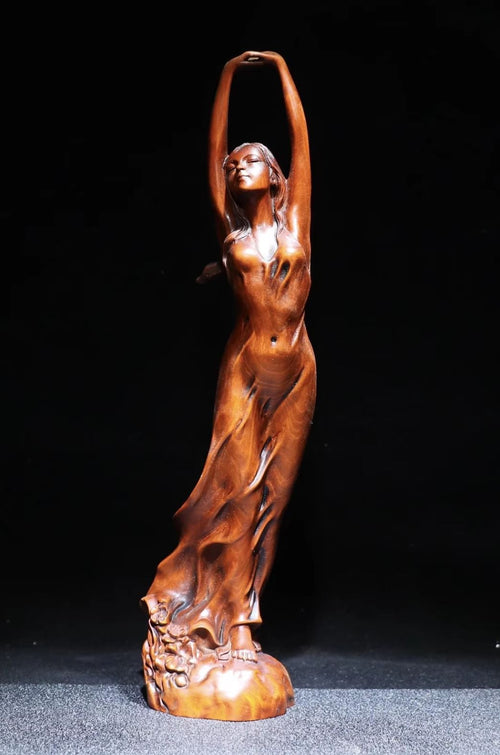 Woman Statue in Wood 23 cm