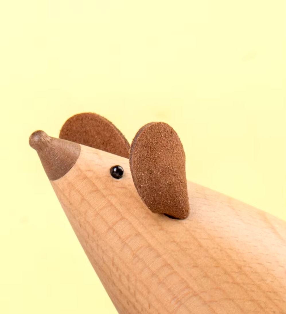 Nordic-Style Wooden Mouse Statue 6 cm