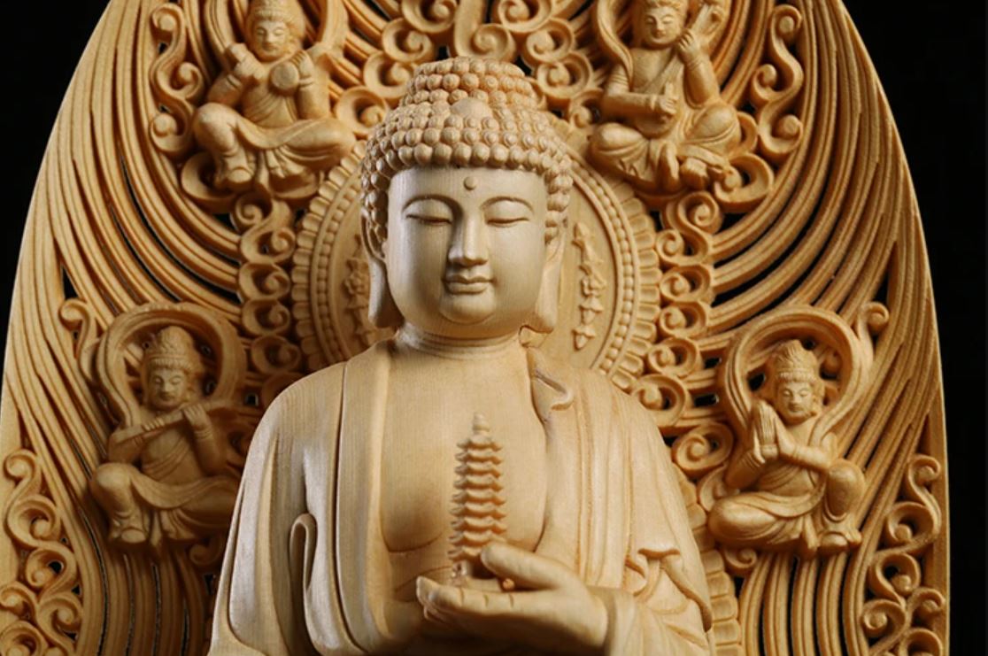 Buddha Statue in Wood 43 cm