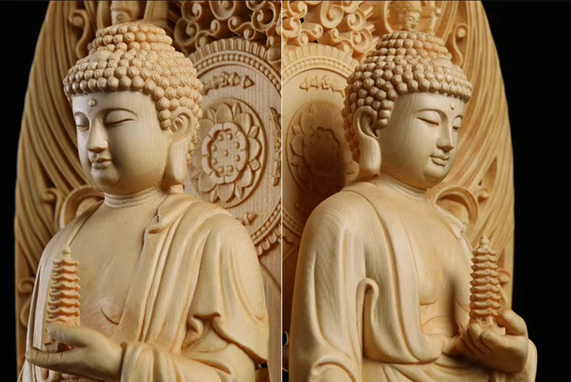 Buddha Statue in Wood 43 cm