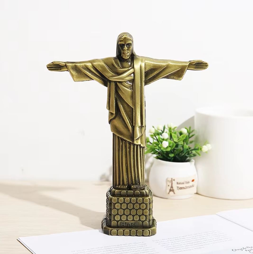 Christ the Redeemer Statue in Metal 18 cm