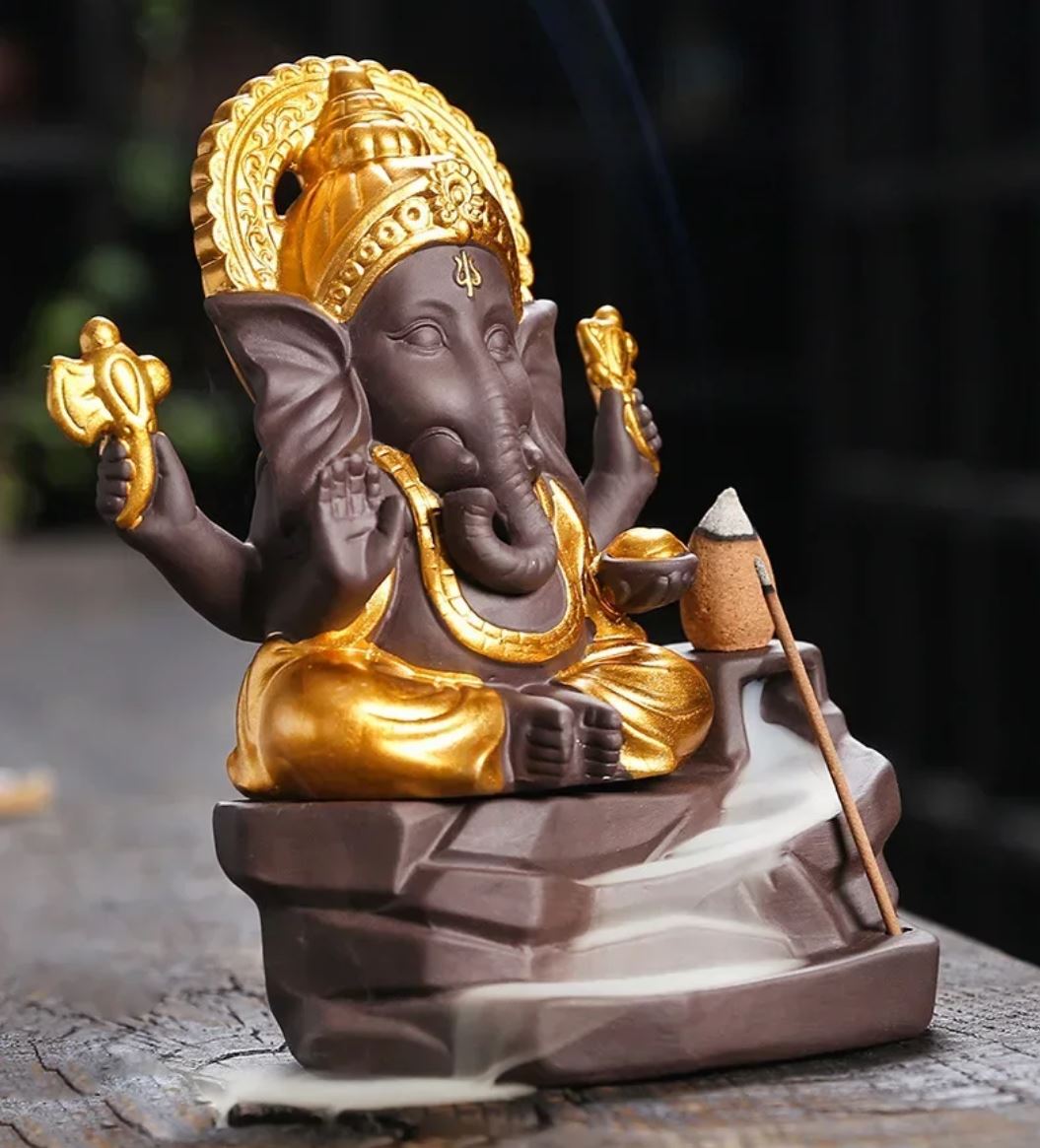 Ganesh Elephant Statue with Incense Burner 15 cm