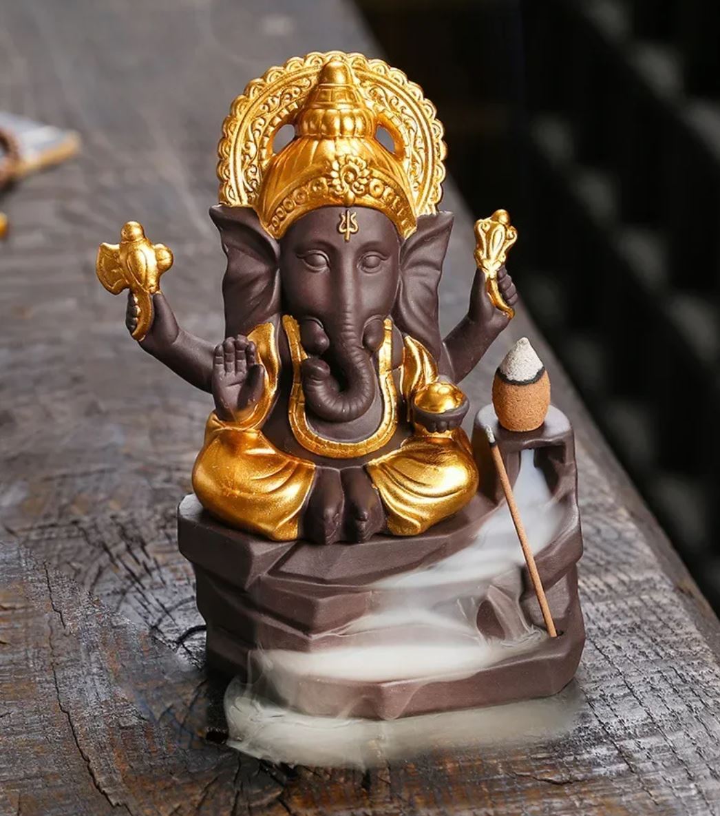 Ganesh Elephant Statue with Incense Burner 15 cm