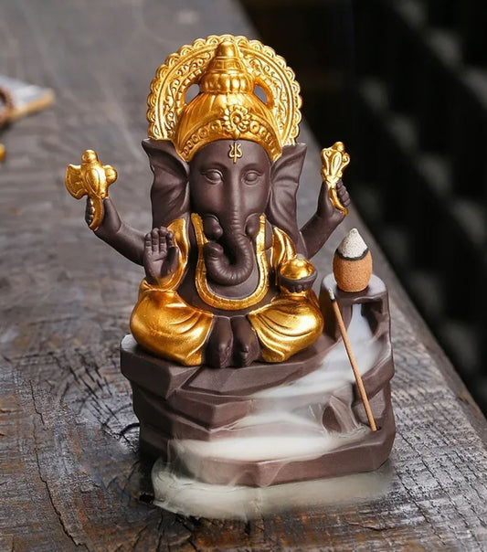 Ganesh Elephant Statue with Incense Burner 15 cm