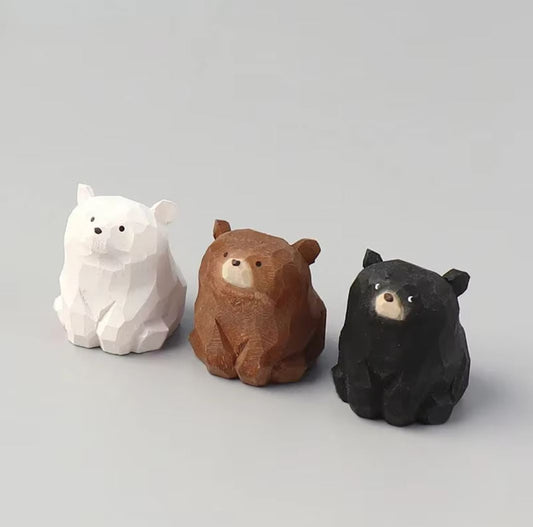 Mini Bear Statuette in Wood 3 cm