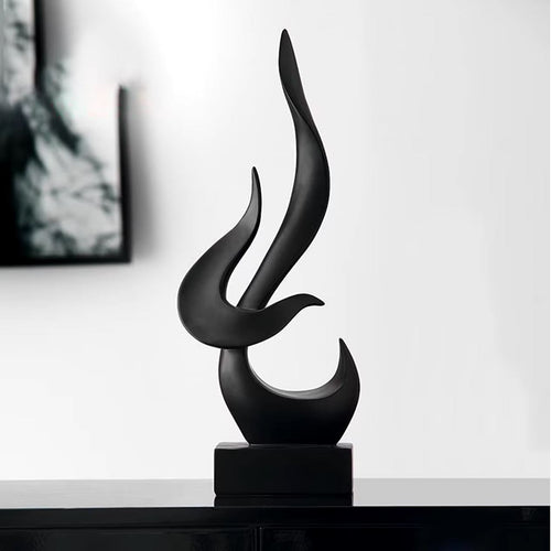 Black Abstract Flame Sculpture 15 cm