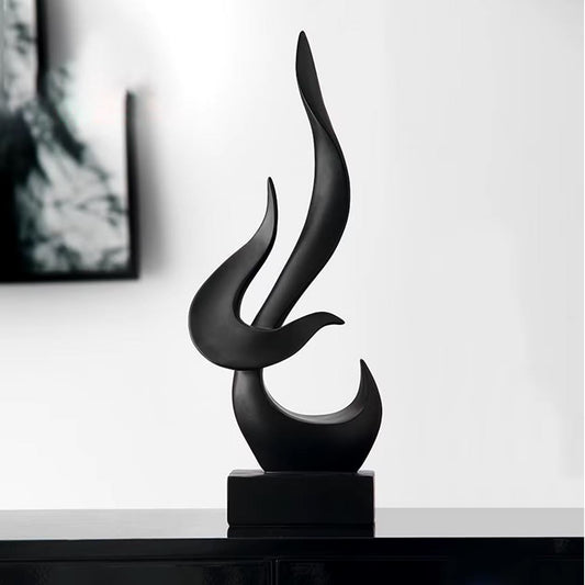 Black Abstract Flame Sculpture 15 cm