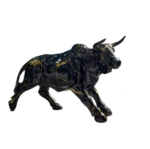 Bull Statue, Black, Resin, 18 cm