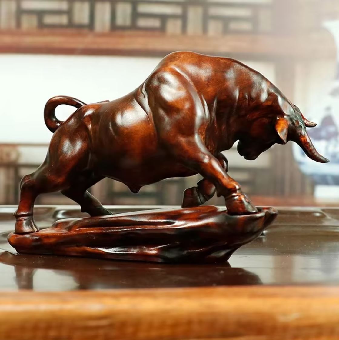 Solid Wood Bull 9 cm