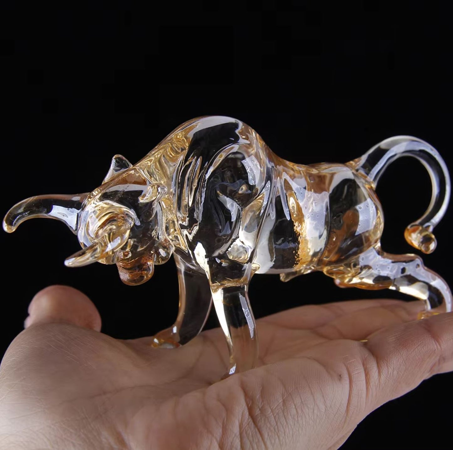 Glass Bull Statuette 7 cm