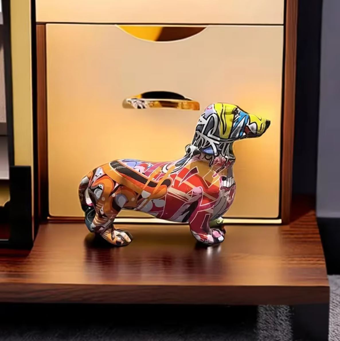 Graffiti Dachshund Dog Statue 13 cm
