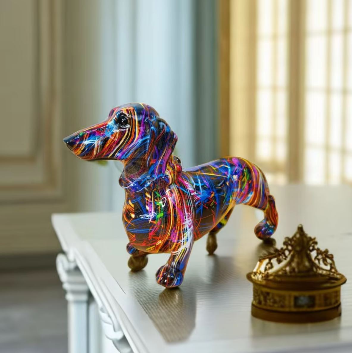 Dachshund Dog Statue, Laser, 13 cm