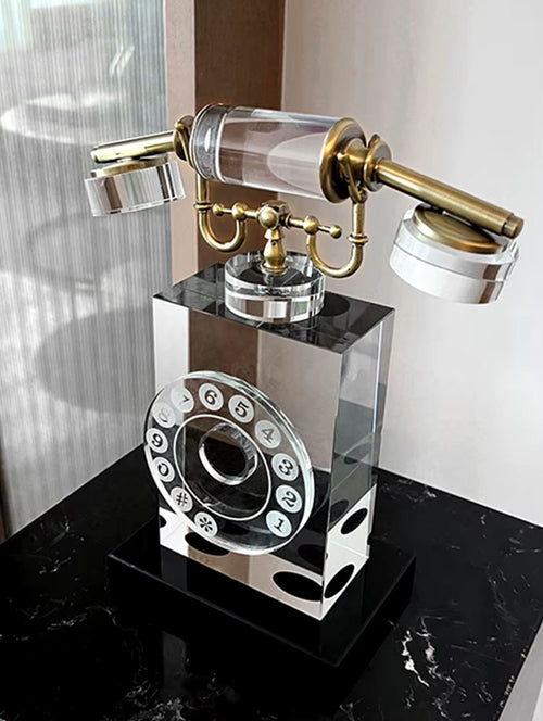 Vintage Crystal Telephone Statue 25 cm