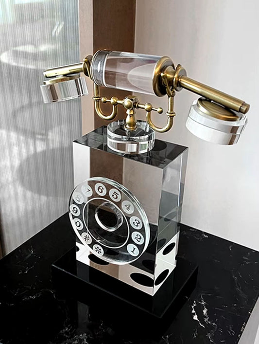 Vintage Crystal Telephone Statue 25 cm