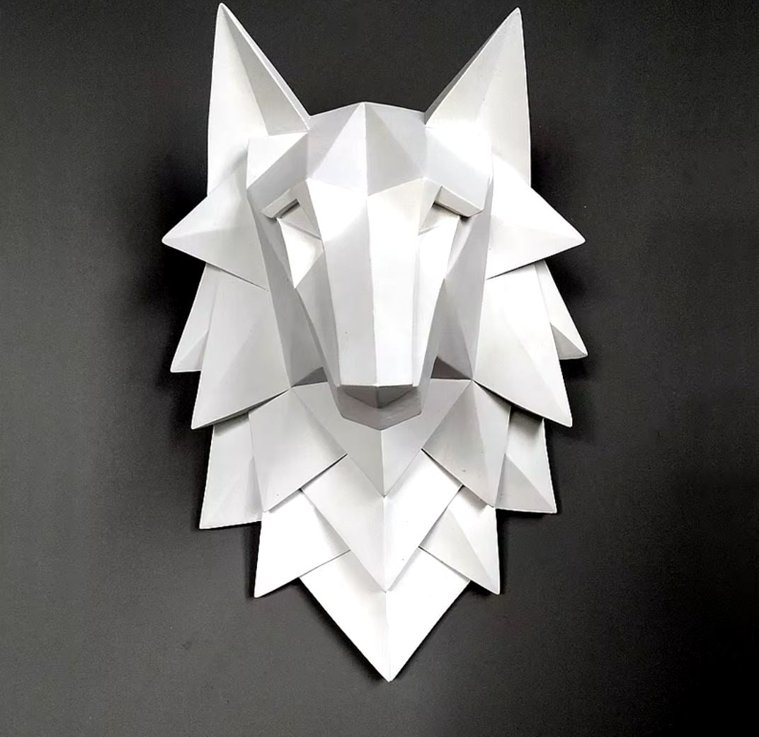 White Wolf Head Wall Statue 35 cm