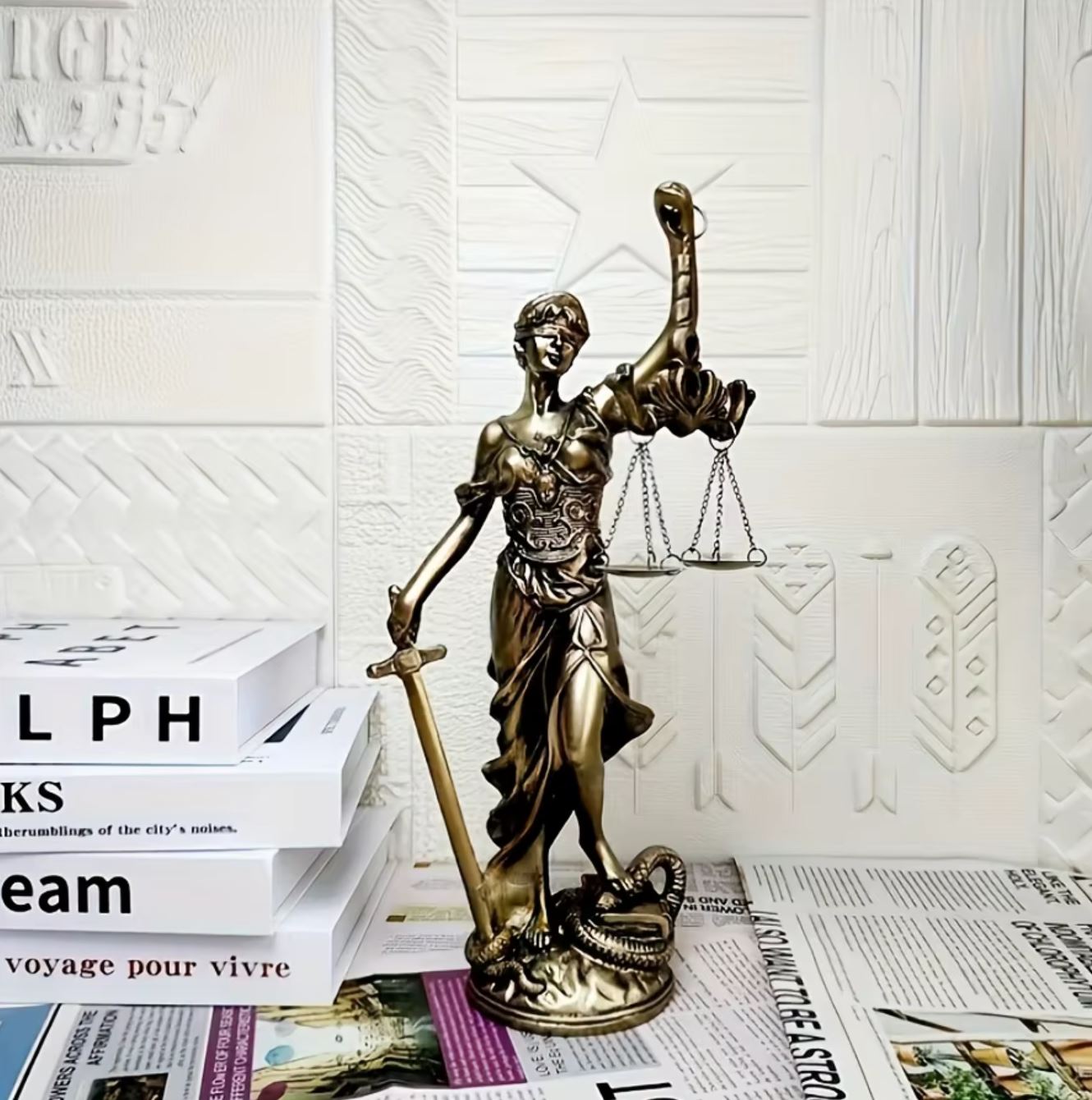 Themis Statue - Goddess of Justice, Bronze Effect, 19 cm