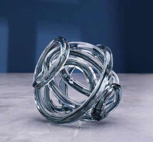 Twisted Coil Glass Sculpture, Gray, 16 cm