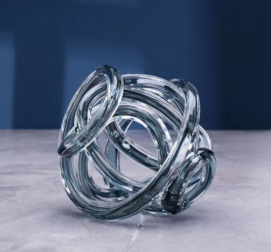 Twisted Coil Glass Sculpture, Gray, 16 cm
