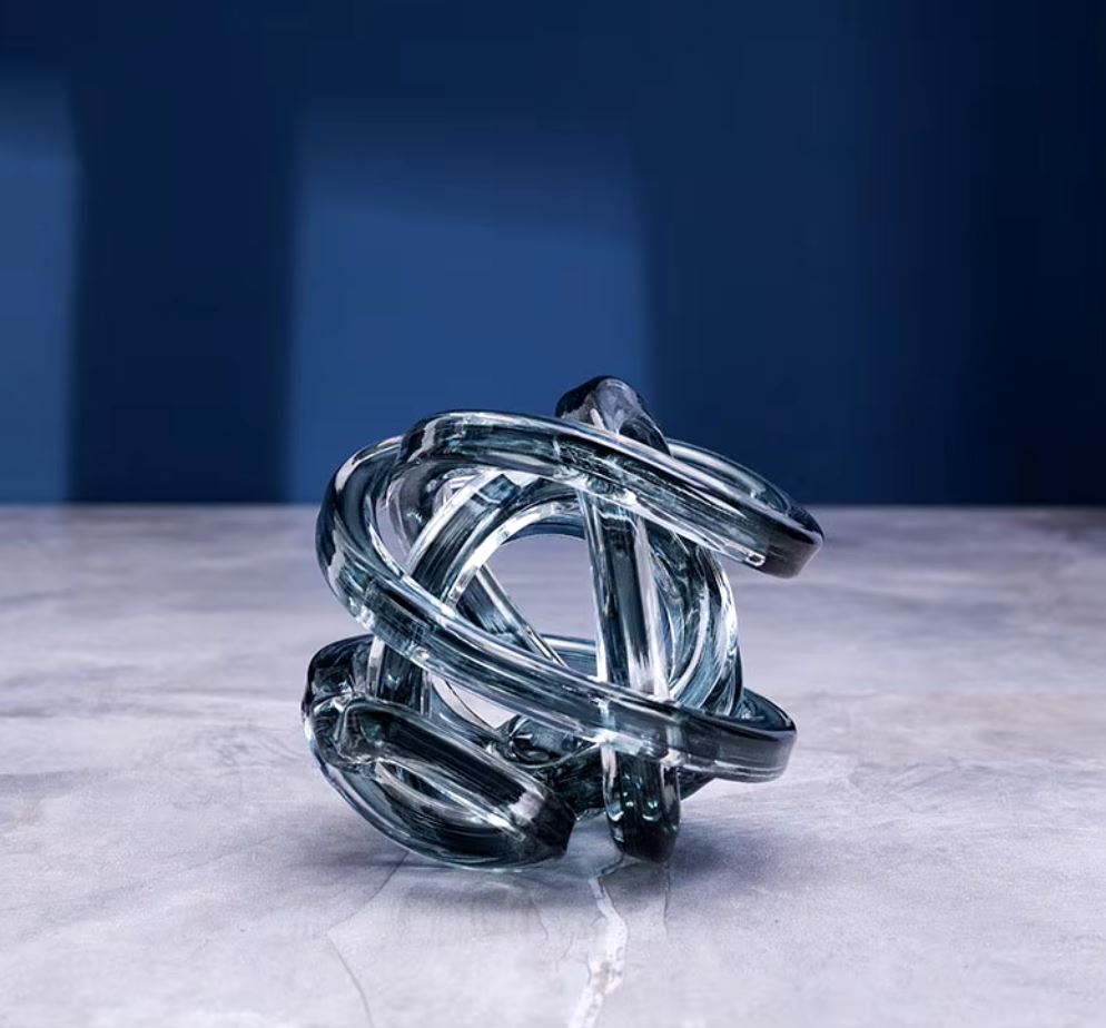 Twisted Coil Glass Sculpture, Gray, 16 cm