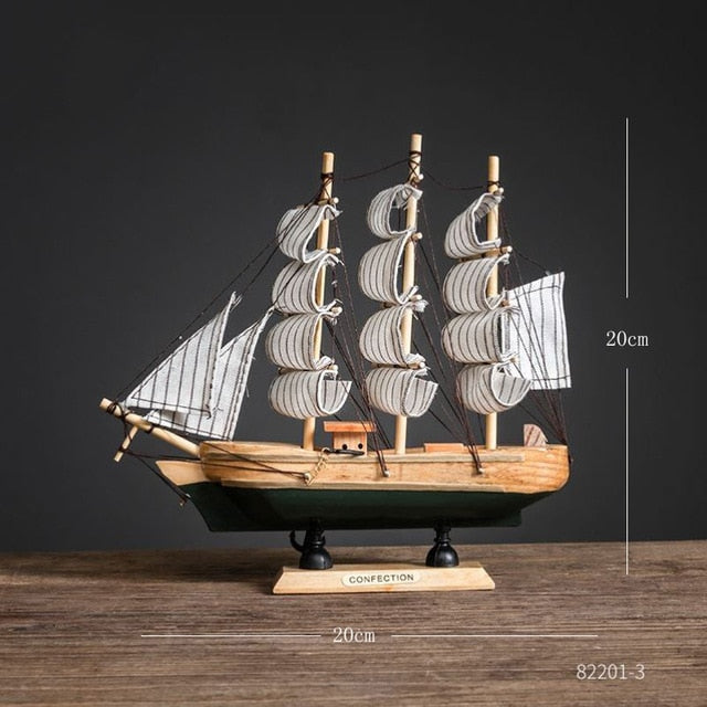 Retro Wooden Handmade Sailboat Miniature
