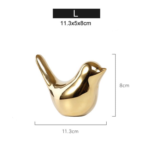 Silver Ceramic Bird Figurines