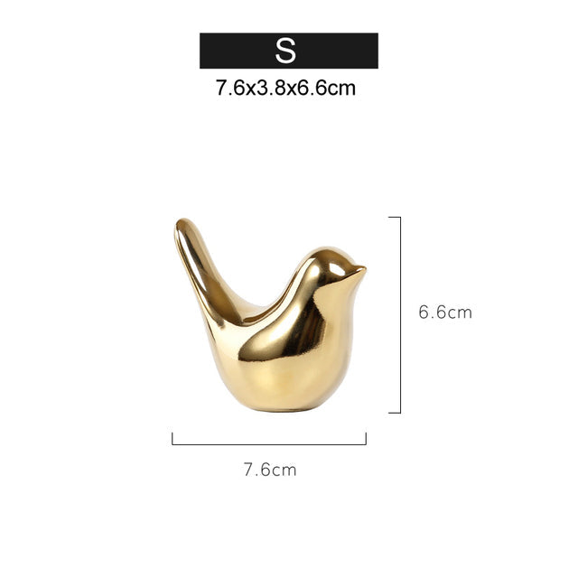 Silver Ceramic Bird Figurines