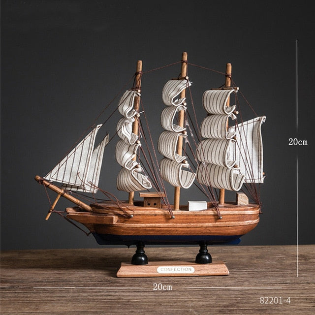 Retro Wooden Handmade Sailboat Miniature